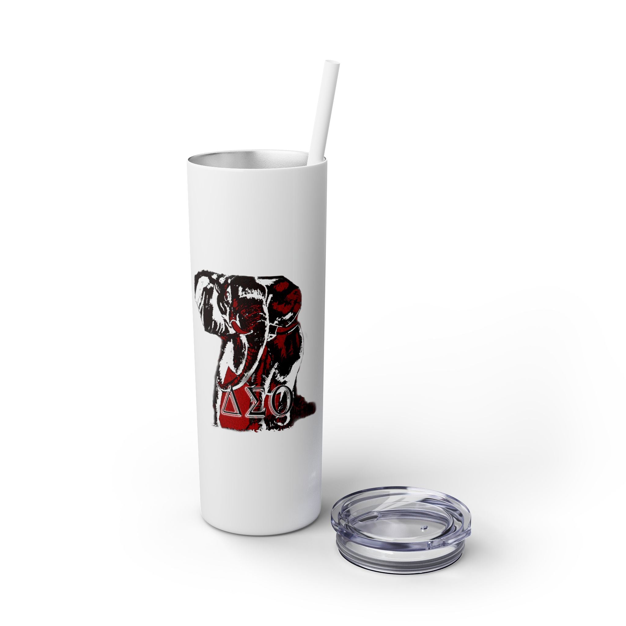Skinny Tumbler with Straw, 20oz Delta Sigma Theta Collection by SharksEye Treasures