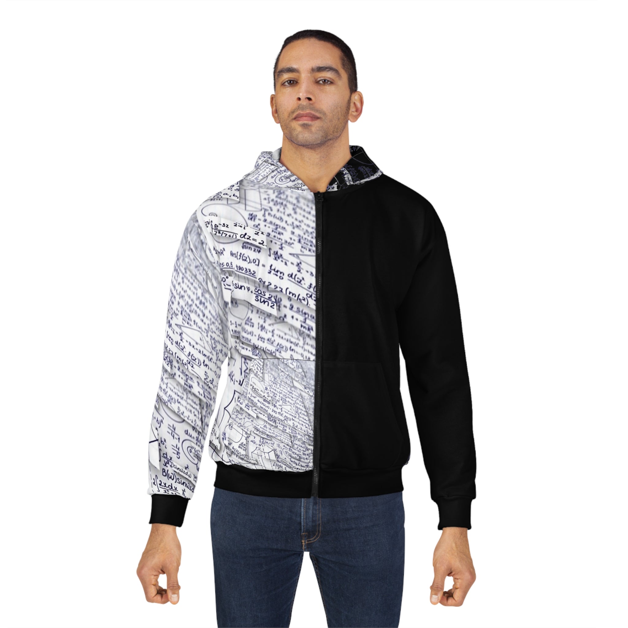 Unisex Zip Hoodie (AOP) | Crazy Math Equation Collection | Math Art | Gift | Math Equation black by SharksEye Treasures
