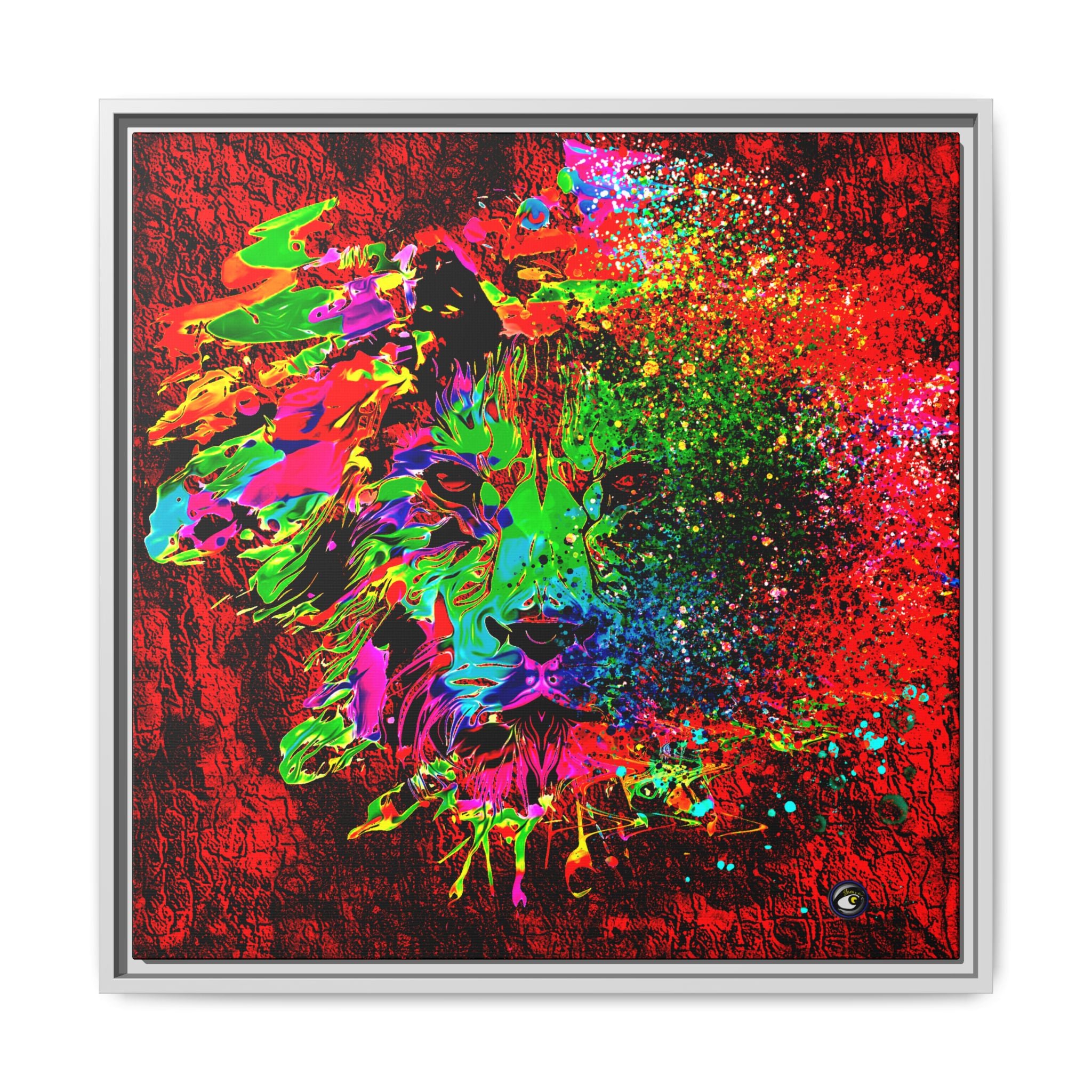 Matte Canvas, Framed (Multi-color) Lion Abstract Collection by SharksEye Treasures