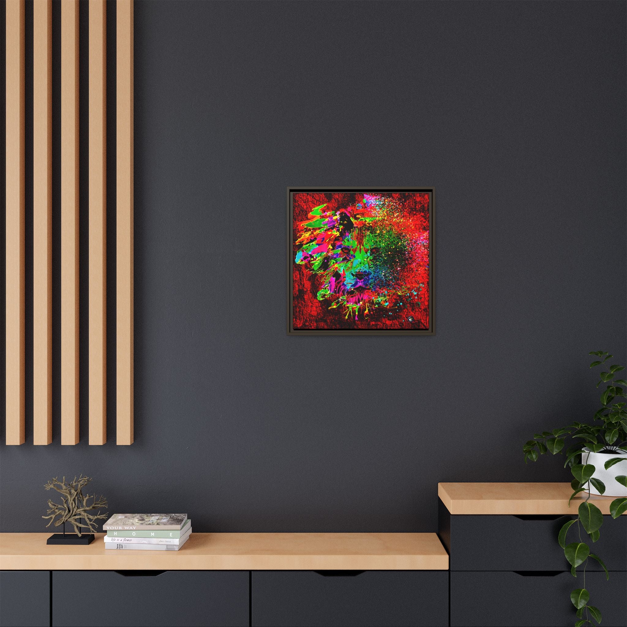 Matte Canvas, Framed (Multi-color) Lion Abstract Collection by SharksEye Treasures