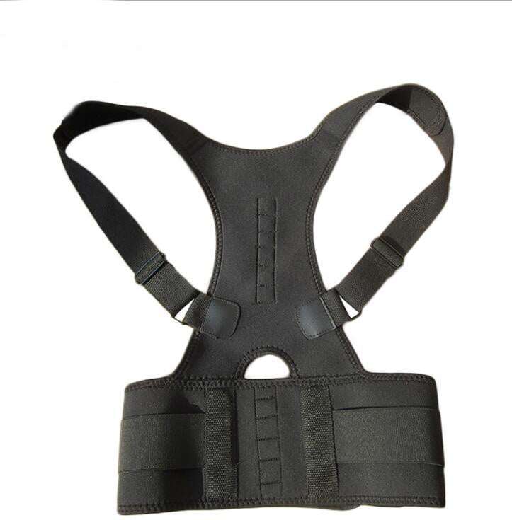 Black neoprene posture adjustment belt for shoulder and back support with adjustable straps