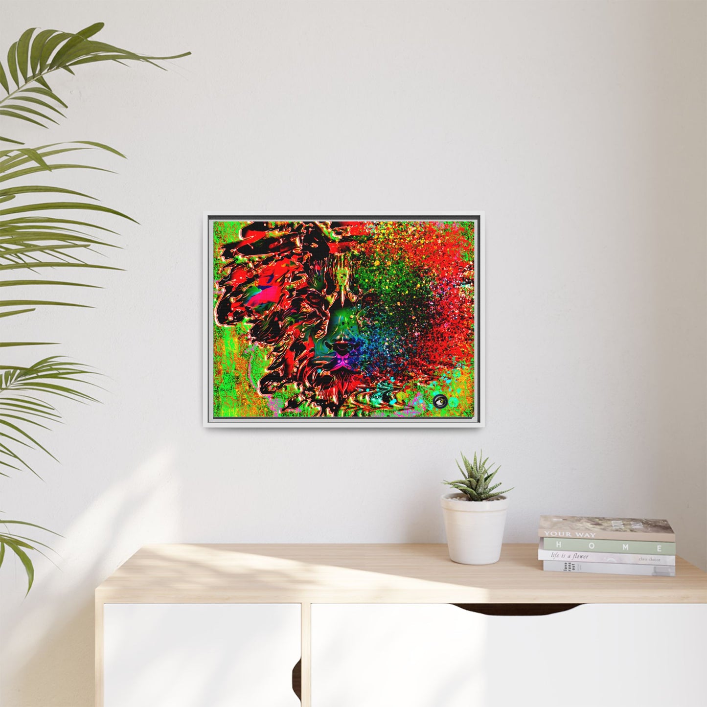 Matte Canvas, Framed (Multi-color) Lion Abstract Collection by SharksEye Treasures