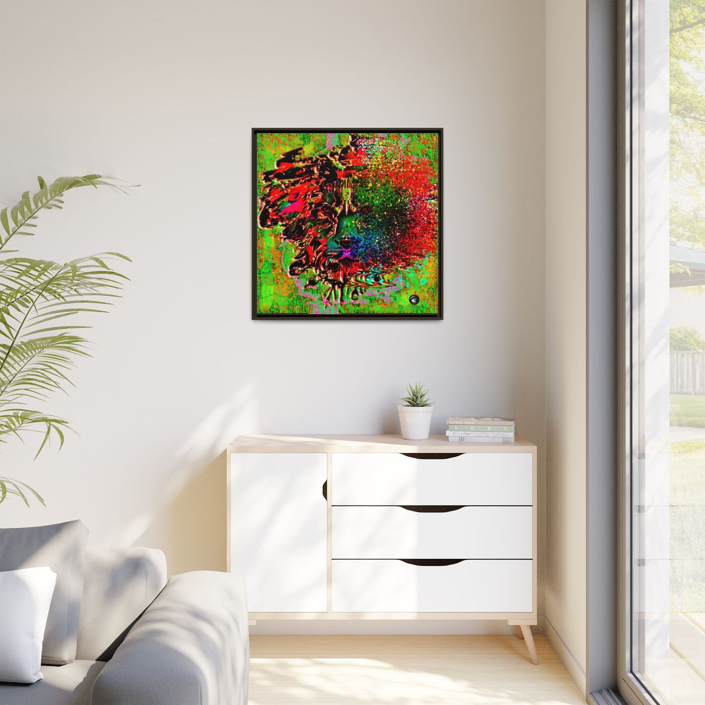 Matte Canvas, Framed (Multi-color) Lion Abstract Collection by SharksEye Treasures