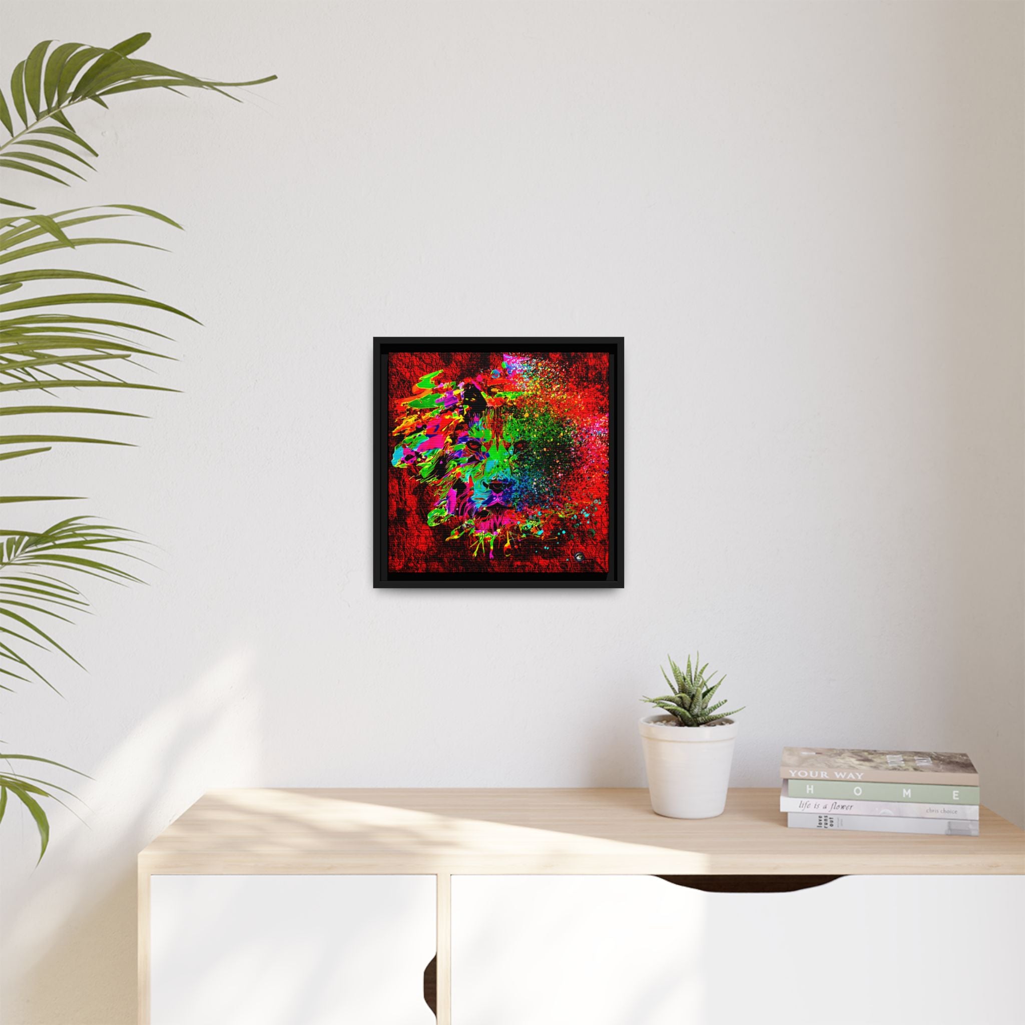 Matte Canvas, Framed (Multi-color) Lion Abstract Collection by SharksEye Treasures