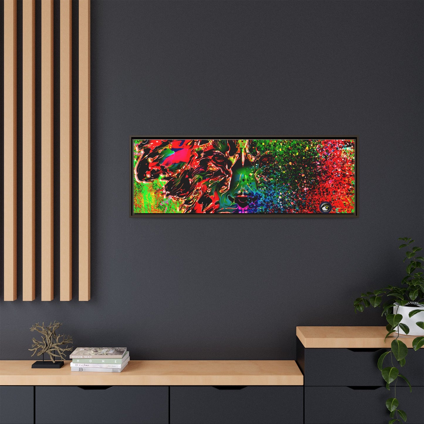 Matte Canvas, Framed (Multi-color) Lion Abstract Collection by SharksEye Treasures