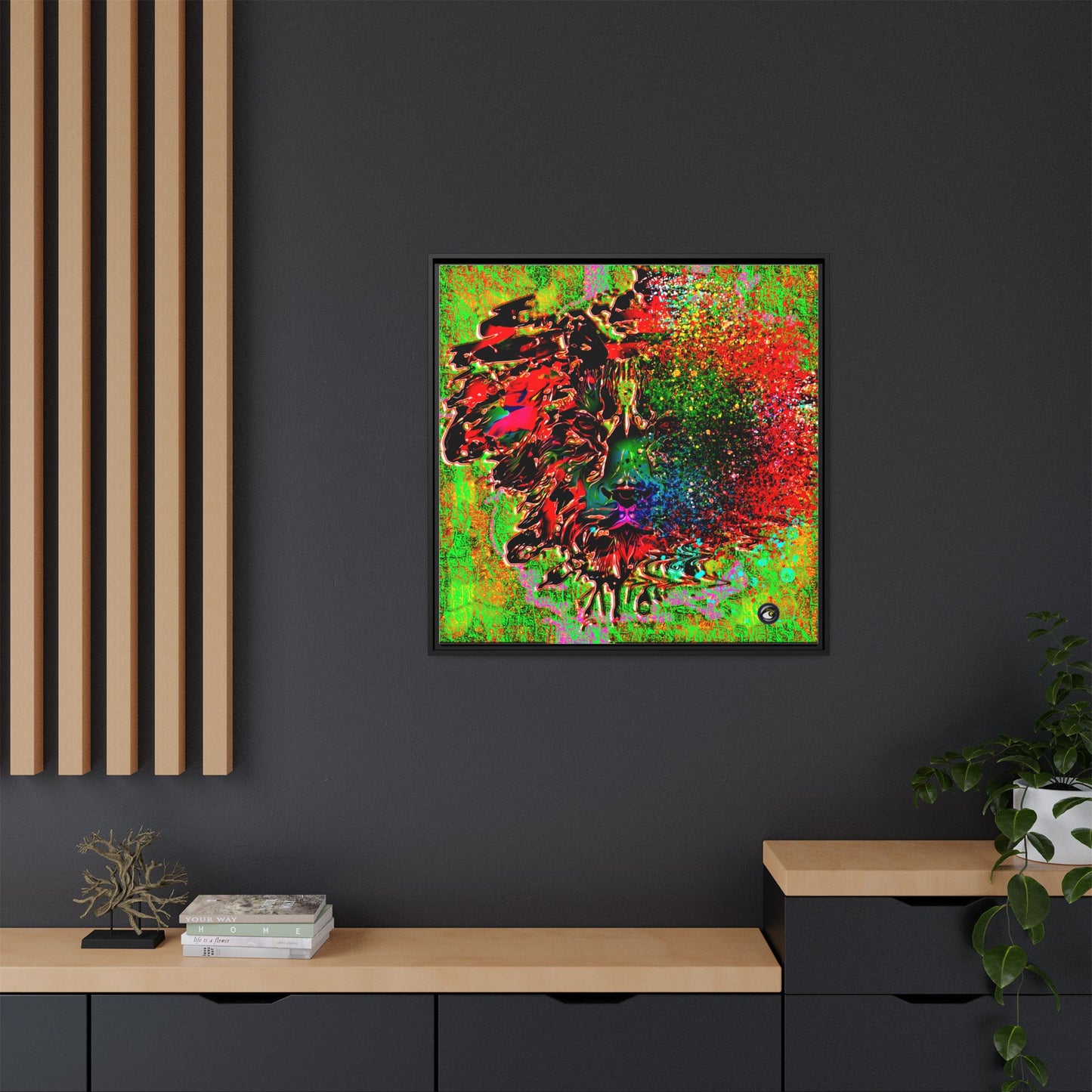 Matte Canvas, Framed (Multi-color) Lion Abstract Collection by SharksEye Treasures