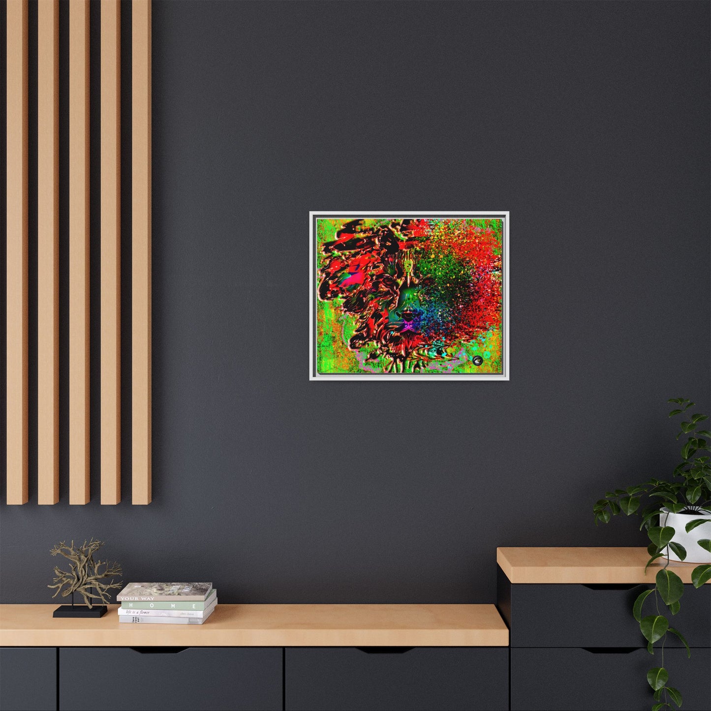 Matte Canvas, Framed (Multi-color) Lion Abstract Collection by SharksEye Treasures