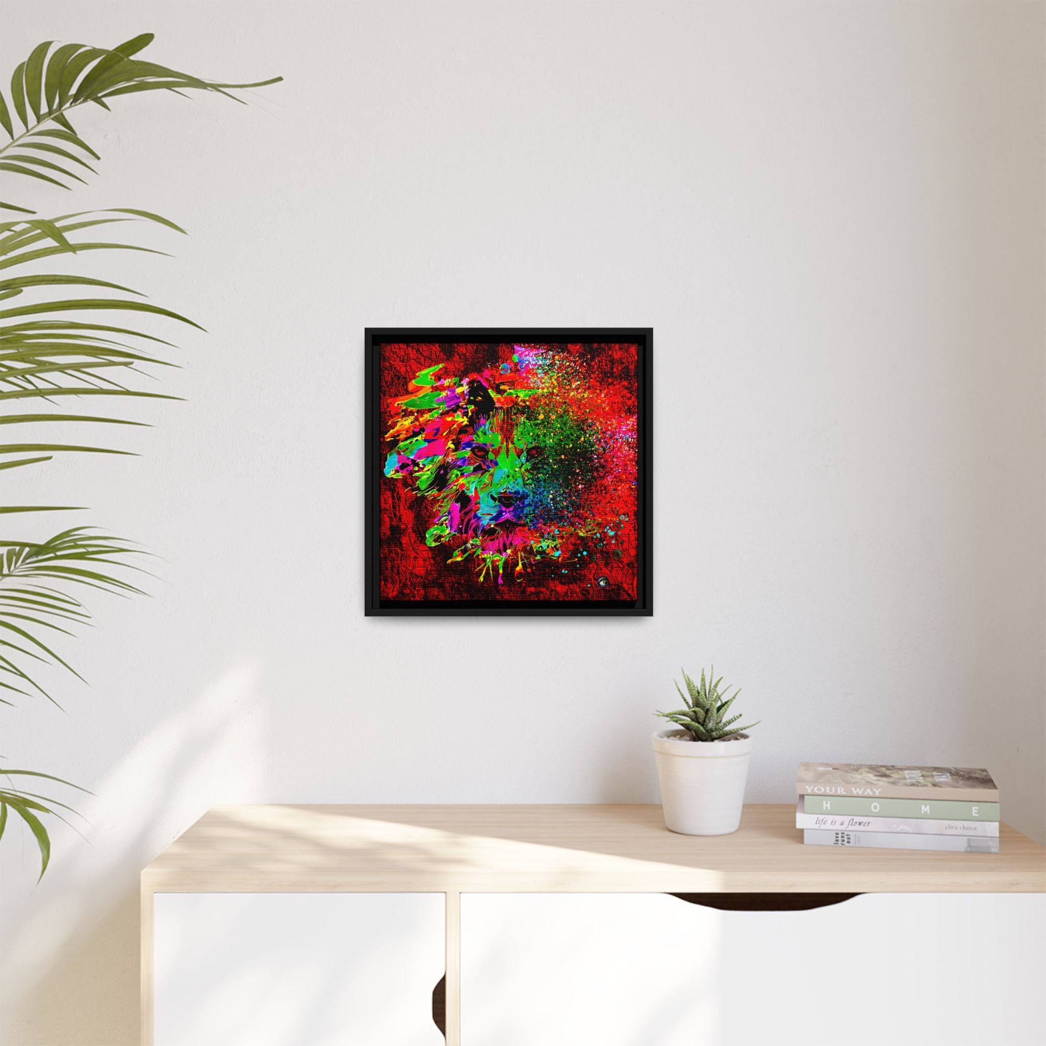 Matte Canvas, Framed (Multi-color) Lion Abstract Collection by SharksEye Treasures