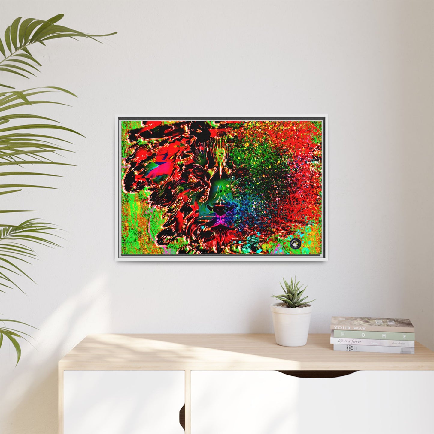 Matte Canvas, Framed (Multi-color) Lion Abstract Collection by SharksEye Treasures