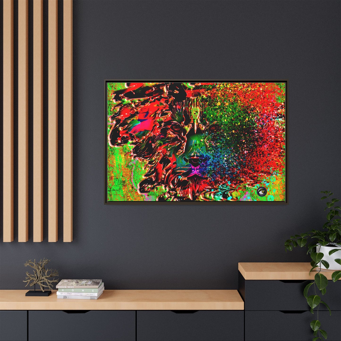 Matte Canvas, Framed (Multi-color) Lion Abstract Collection by SharksEye Treasures