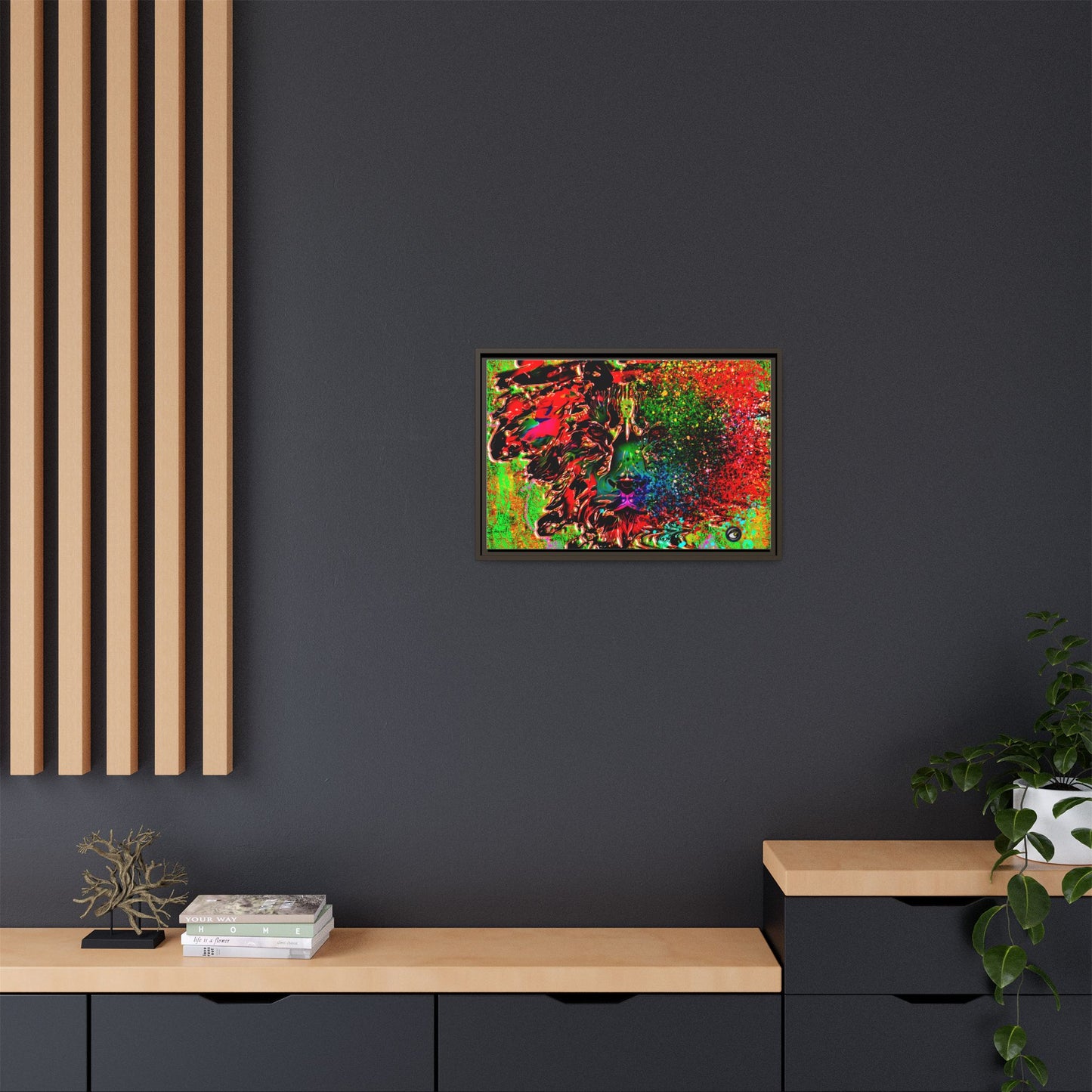 Matte Canvas, Framed (Multi-color) Lion Abstract Collection by SharksEye Treasures