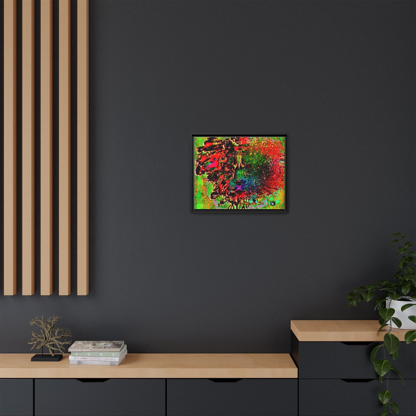 Matte Canvas, Framed (Multi-color) Lion Abstract Collection by SharksEye Treasures