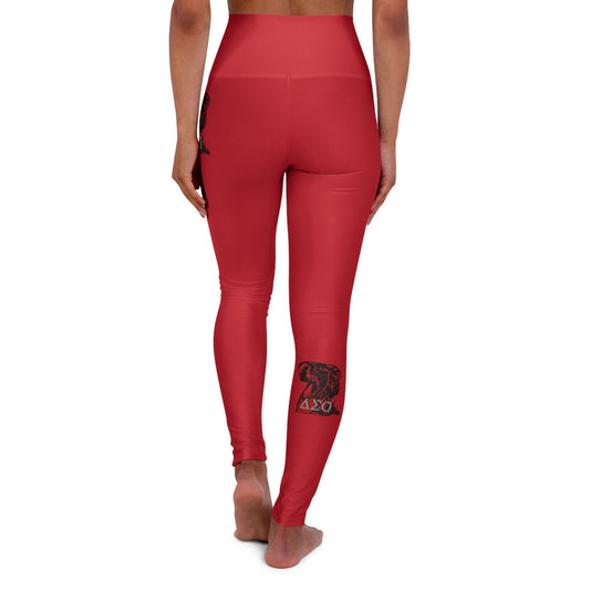 High Waisted Yoga Leggings (AOP) Delta Sigma Theta Collection by SharksEye Treasures