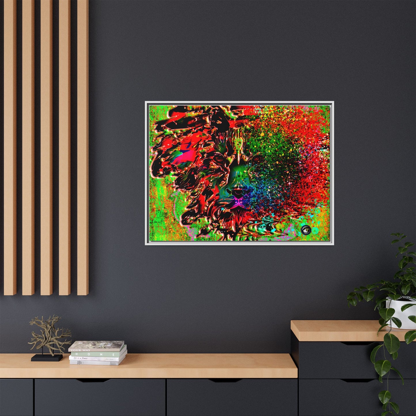 Matte Canvas, Framed (Multi-color) Lion Abstract Collection by SharksEye Treasures