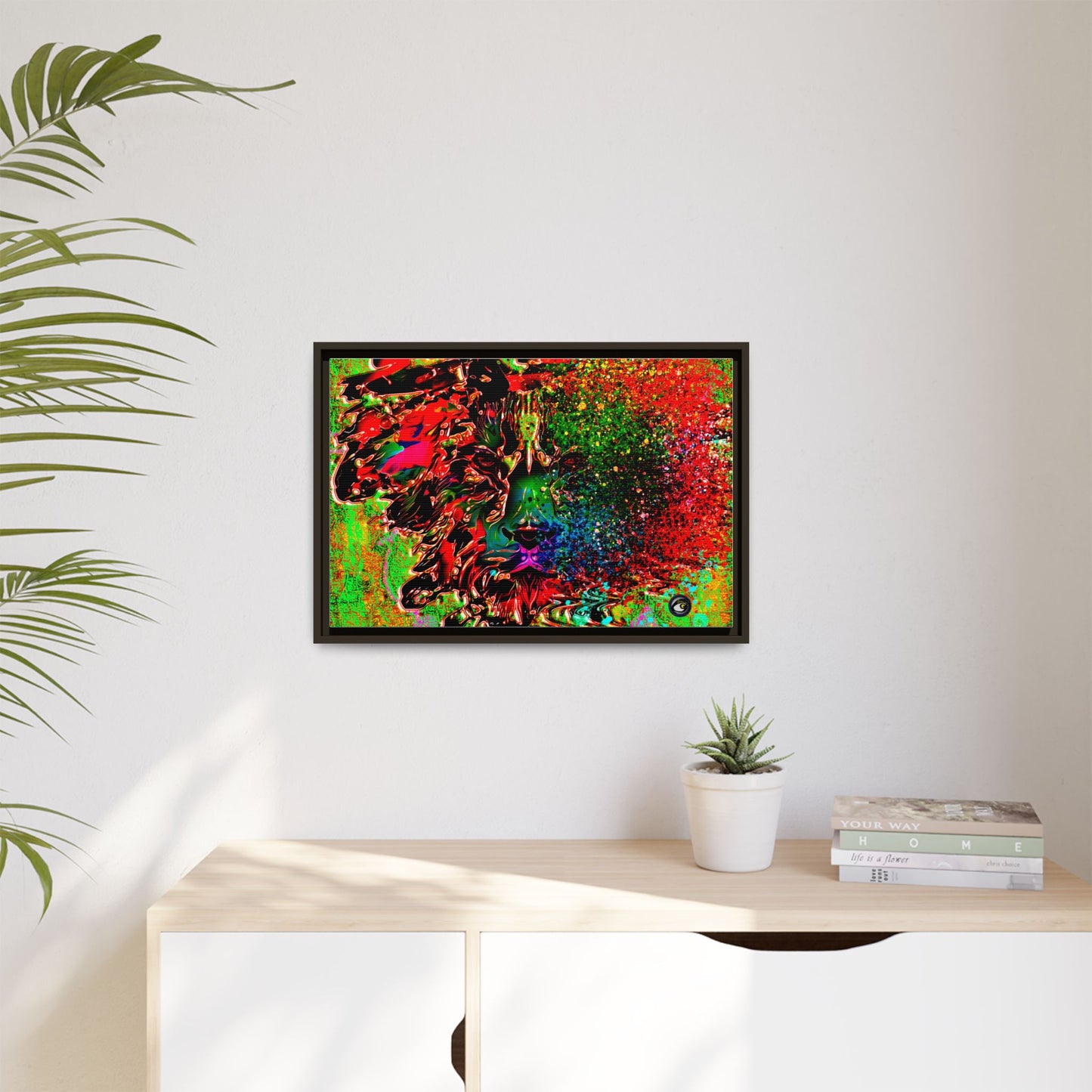 Matte Canvas, Framed (Multi-color) Lion Abstract Collection by SharksEye Treasures