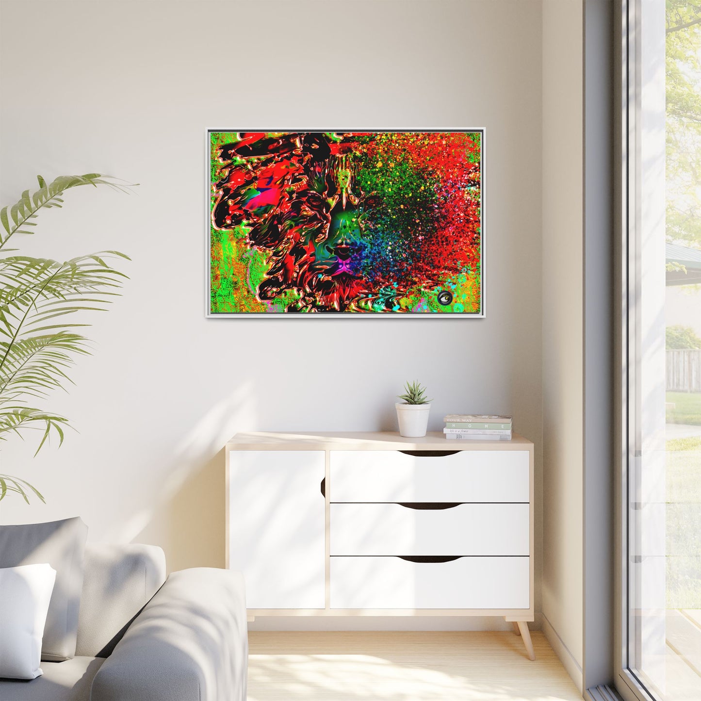 Matte Canvas, Framed (Multi-color) Lion Abstract Collection by SharksEye Treasures