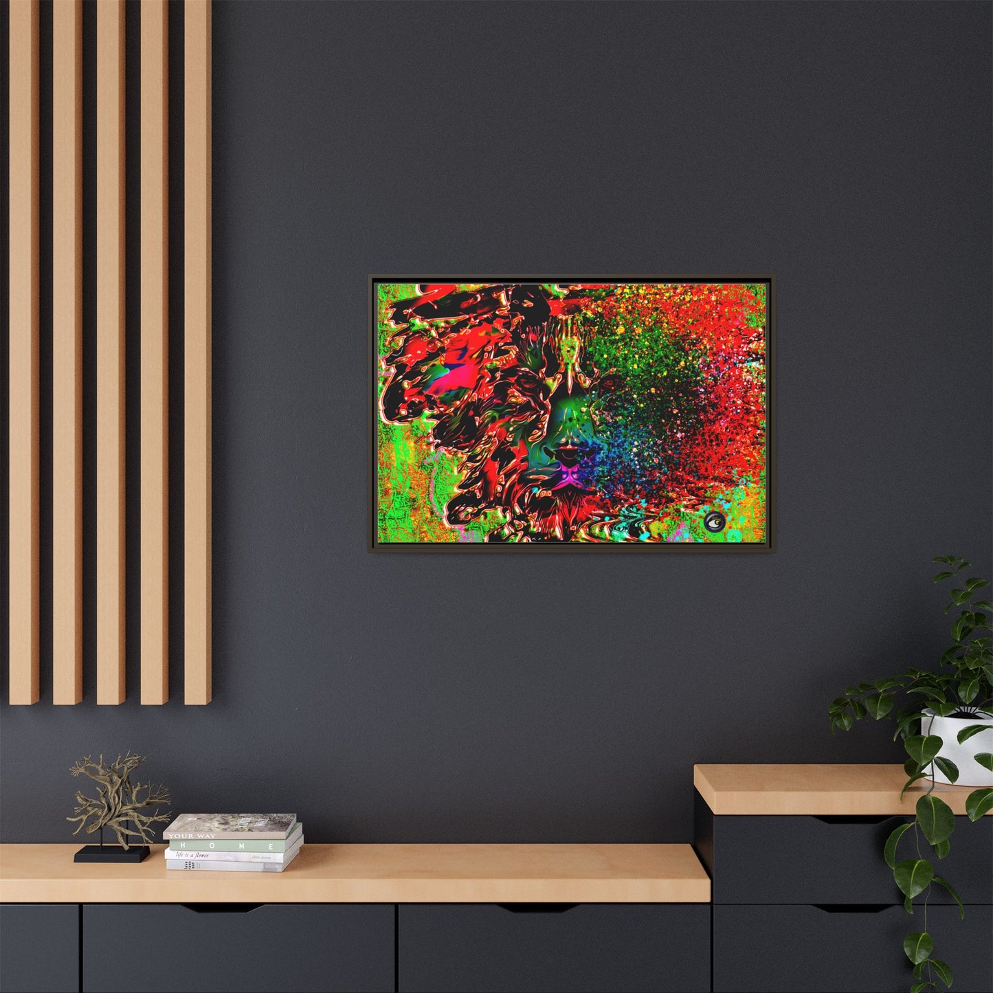 Matte Canvas, Framed (Multi-color) Lion Abstract Collection by SharksEye Treasures