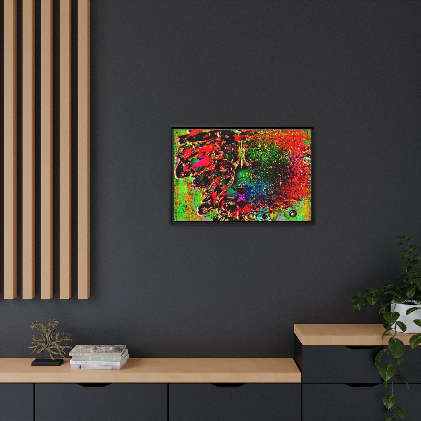 Matte Canvas, Framed (Multi-color) Lion Abstract Collection by SharksEye Treasures