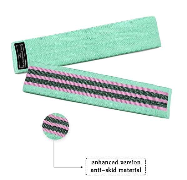 Fabric resistance bands in lake blue with anti-skid material for fitness and exercise use