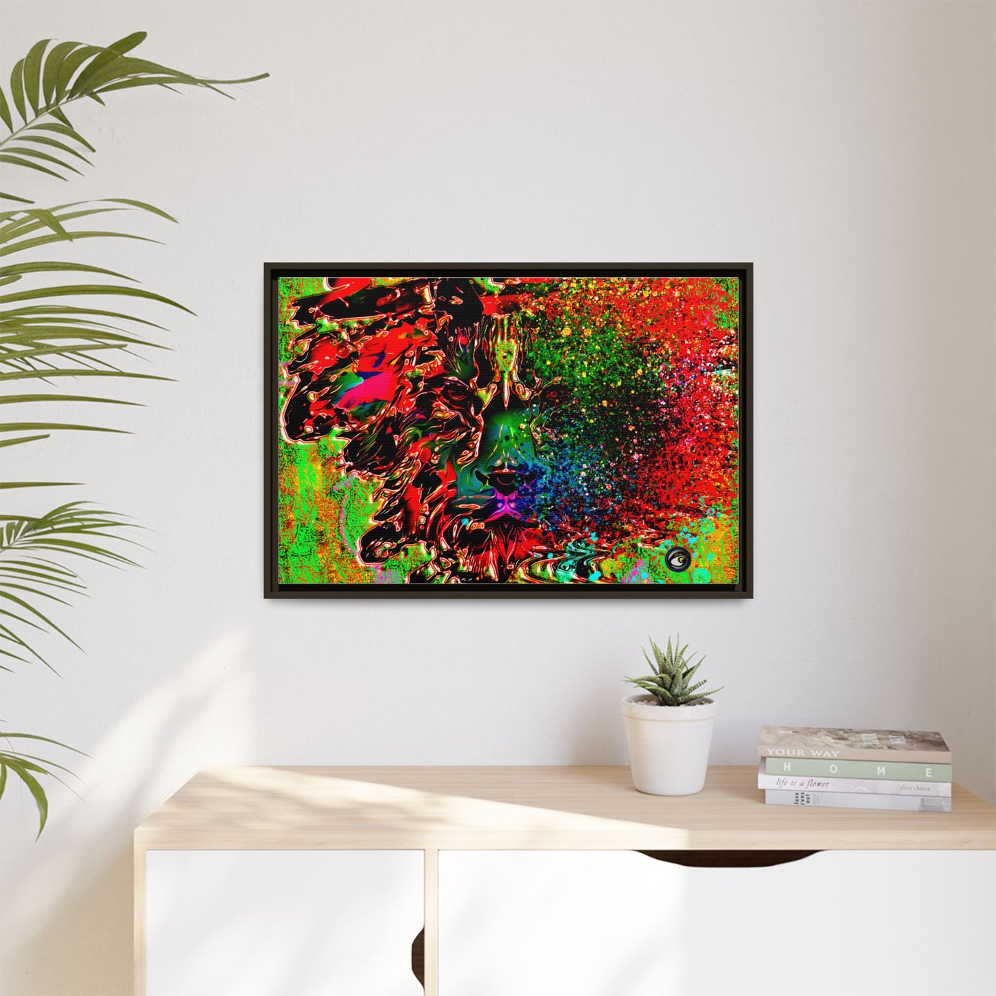 Matte Canvas, Framed (Multi-color) Lion Abstract Collection by SharksEye Treasures