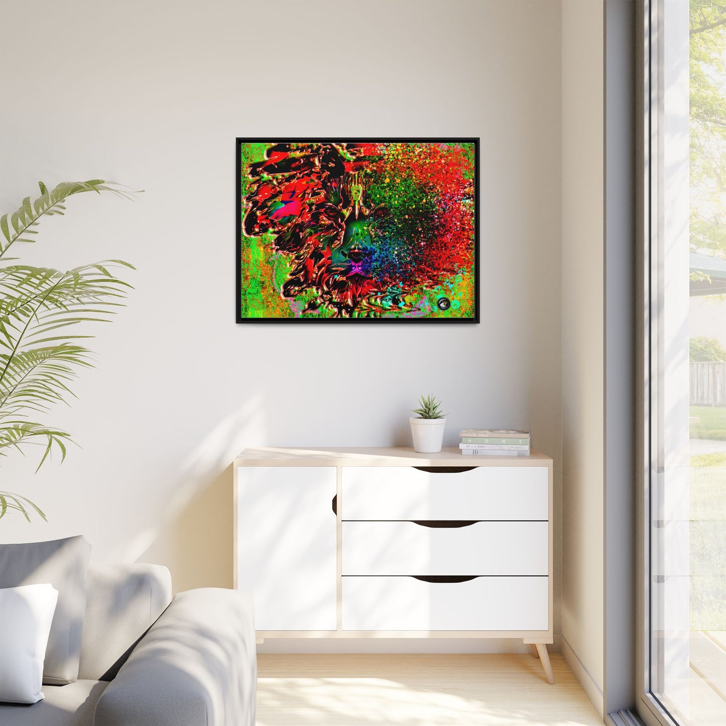 Matte Canvas, Framed (Multi-color) Lion Abstract Collection by SharksEye Treasures