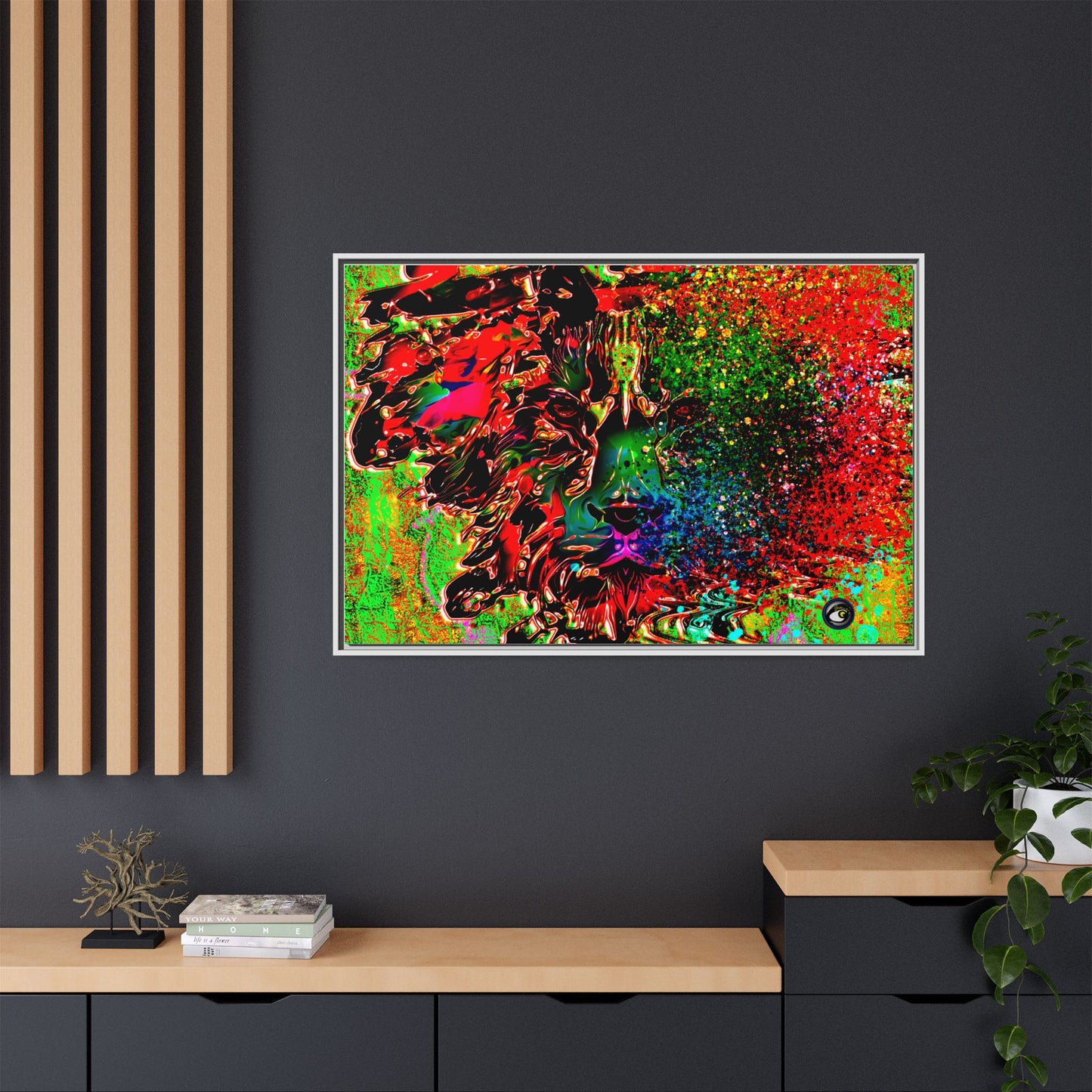 Matte Canvas, Framed (Multi-color) Lion Abstract Collection by SharksEye Treasures