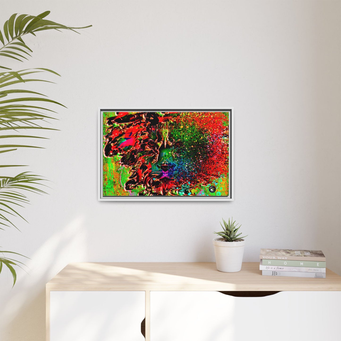 Matte Canvas, Framed (Multi-color) Lion Abstract Collection by SharksEye Treasures