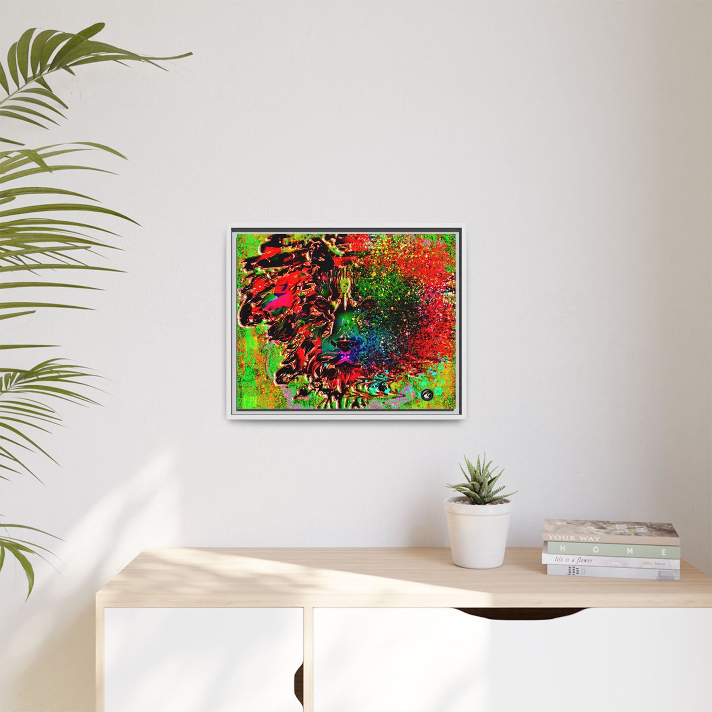 Matte Canvas, Framed (Multi-color) Lion Abstract Collection by SharksEye Treasures