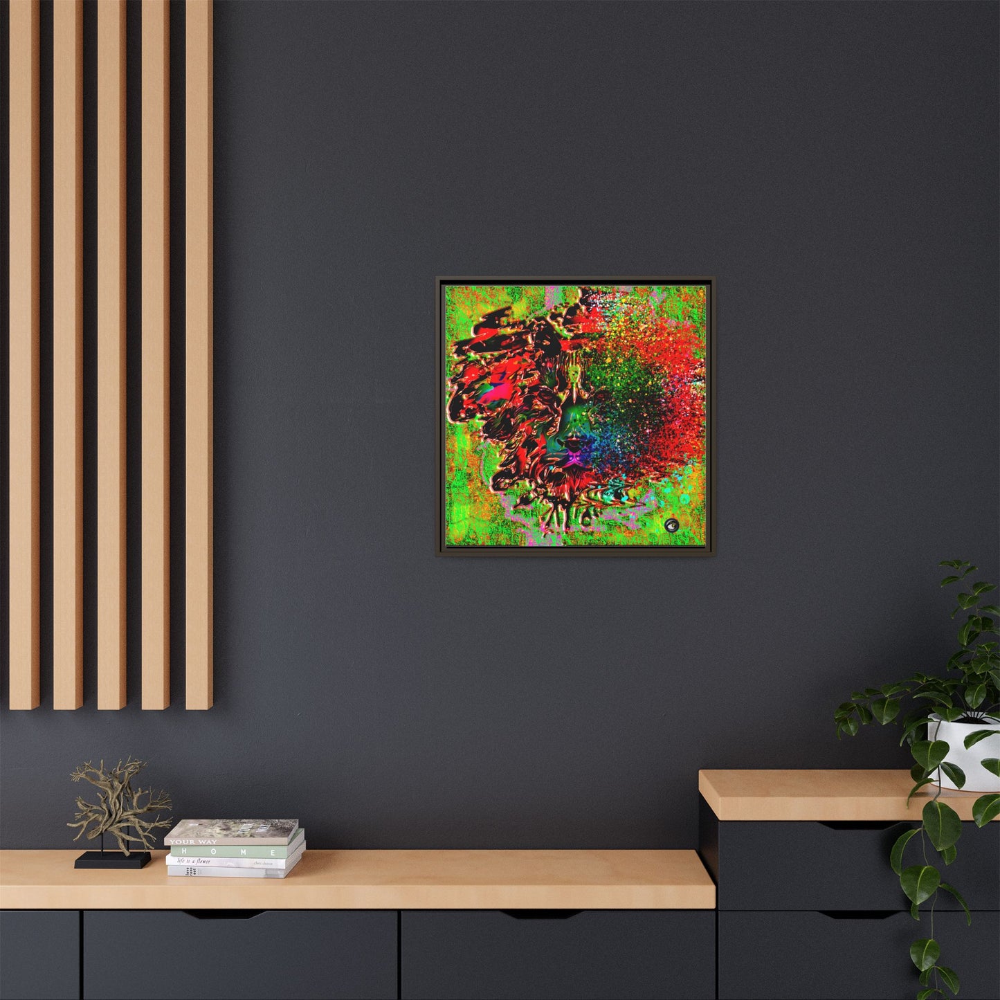 Matte Canvas, Framed (Multi-color) Lion Abstract Collection by SharksEye Treasures