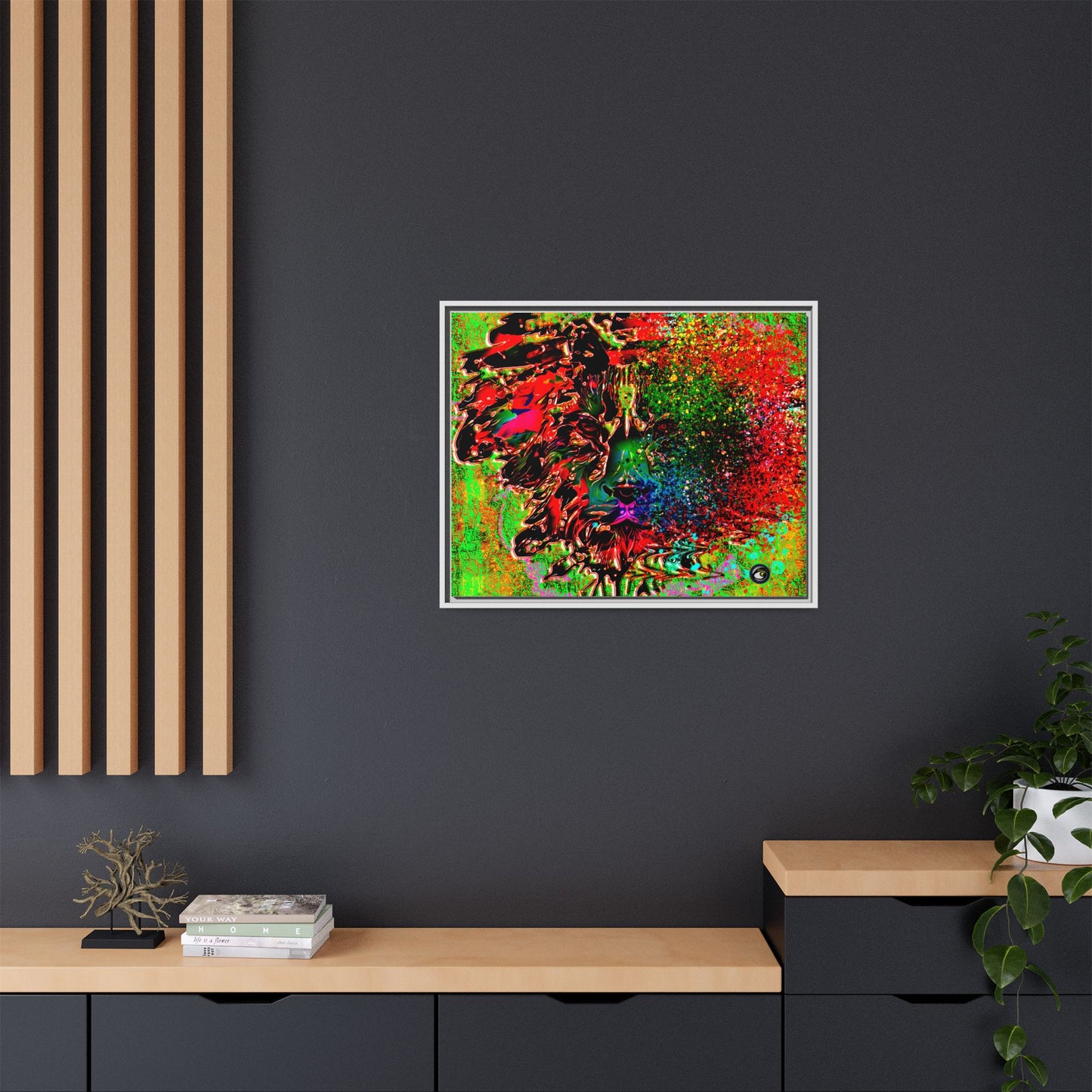 Matte Canvas, Framed (Multi-color) Lion Abstract Collection by SharksEye Treasures