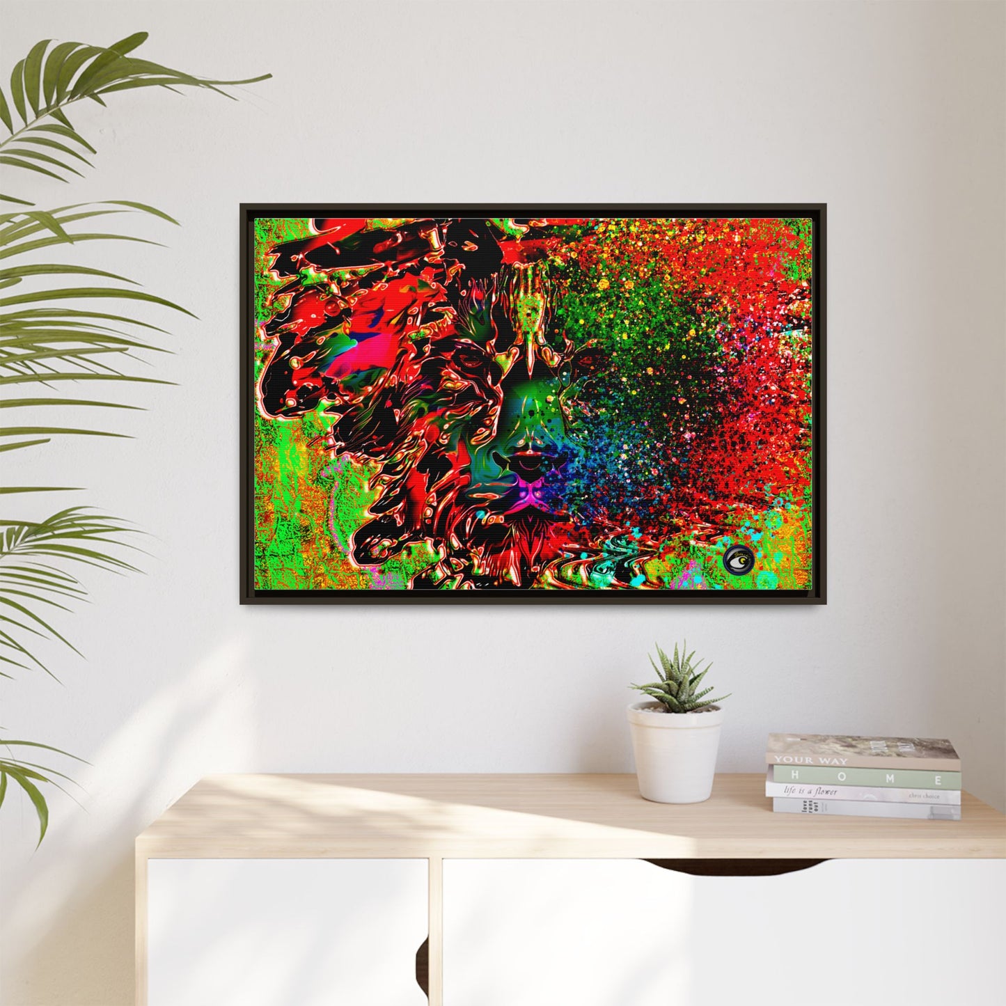 Matte Canvas, Framed (Multi-color) Lion Abstract Collection by SharksEye Treasures