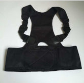 Black sitting posture correction belt made of diving cloth with adjustable straps and nylon webbing