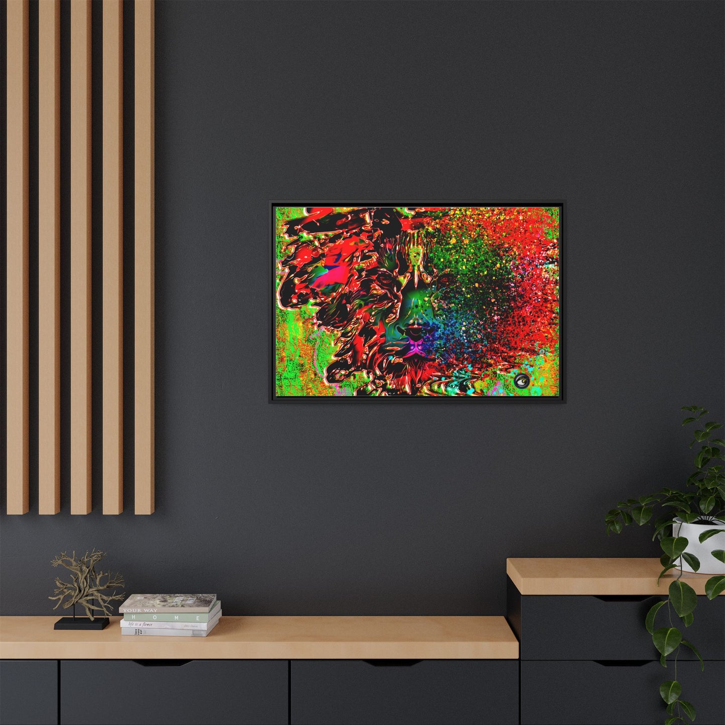 Matte Canvas, Framed (Multi-color) Lion Abstract Collection by SharksEye Treasures