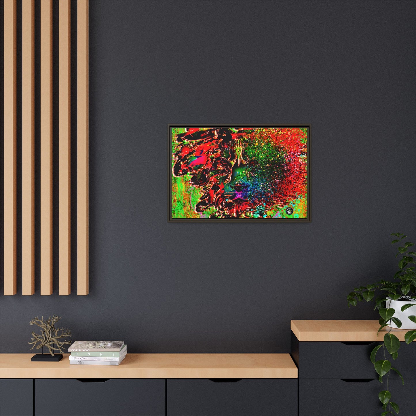 Matte Canvas, Framed (Multi-color) Lion Abstract Collection by SharksEye Treasures