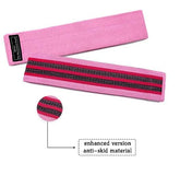 Pink fabric resistance band with anti-skid strips for fitness and sports training