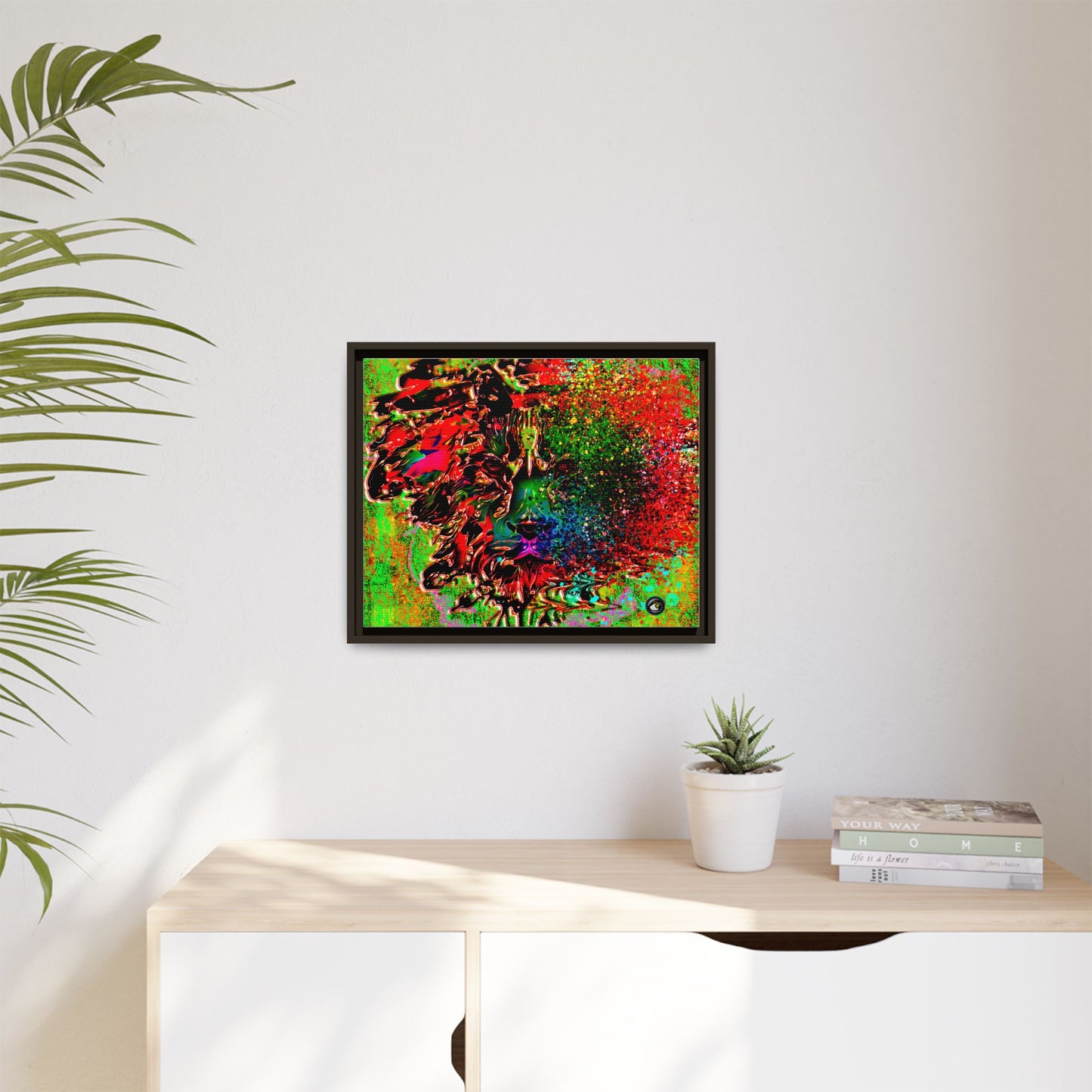 Matte Canvas, Framed (Multi-color) Lion Abstract Collection by SharksEye Treasures