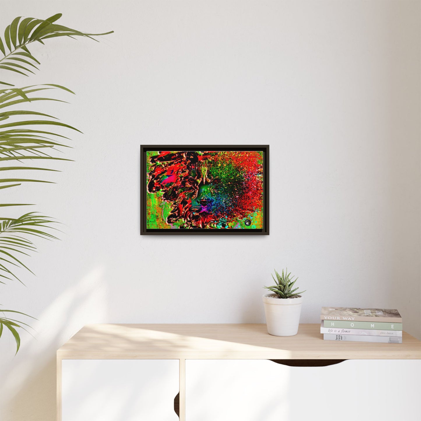 Matte Canvas, Framed (Multi-color) Lion Abstract Collection by SharksEye Treasures