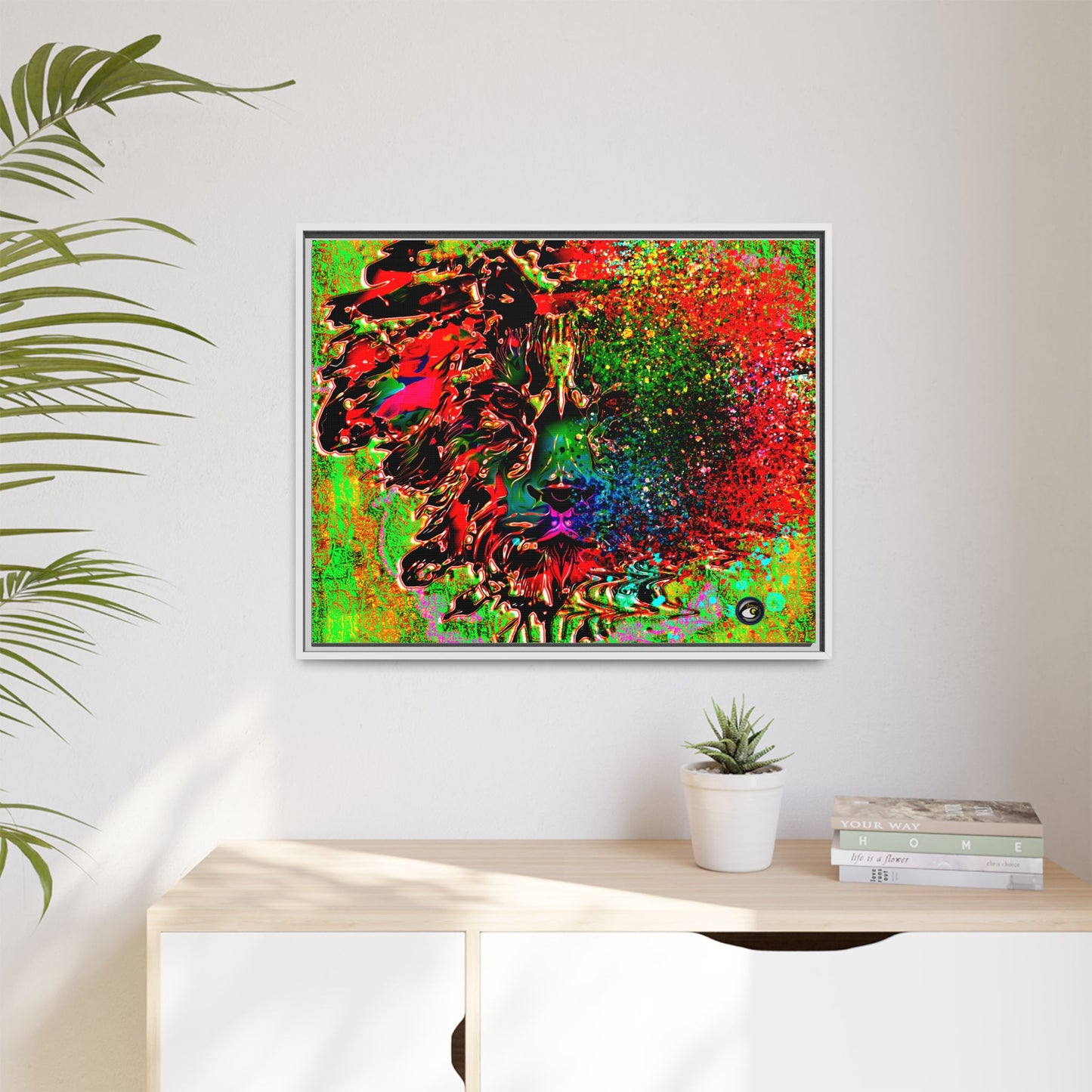 Matte Canvas, Framed (Multi-color) Lion Abstract Collection by SharksEye Treasures