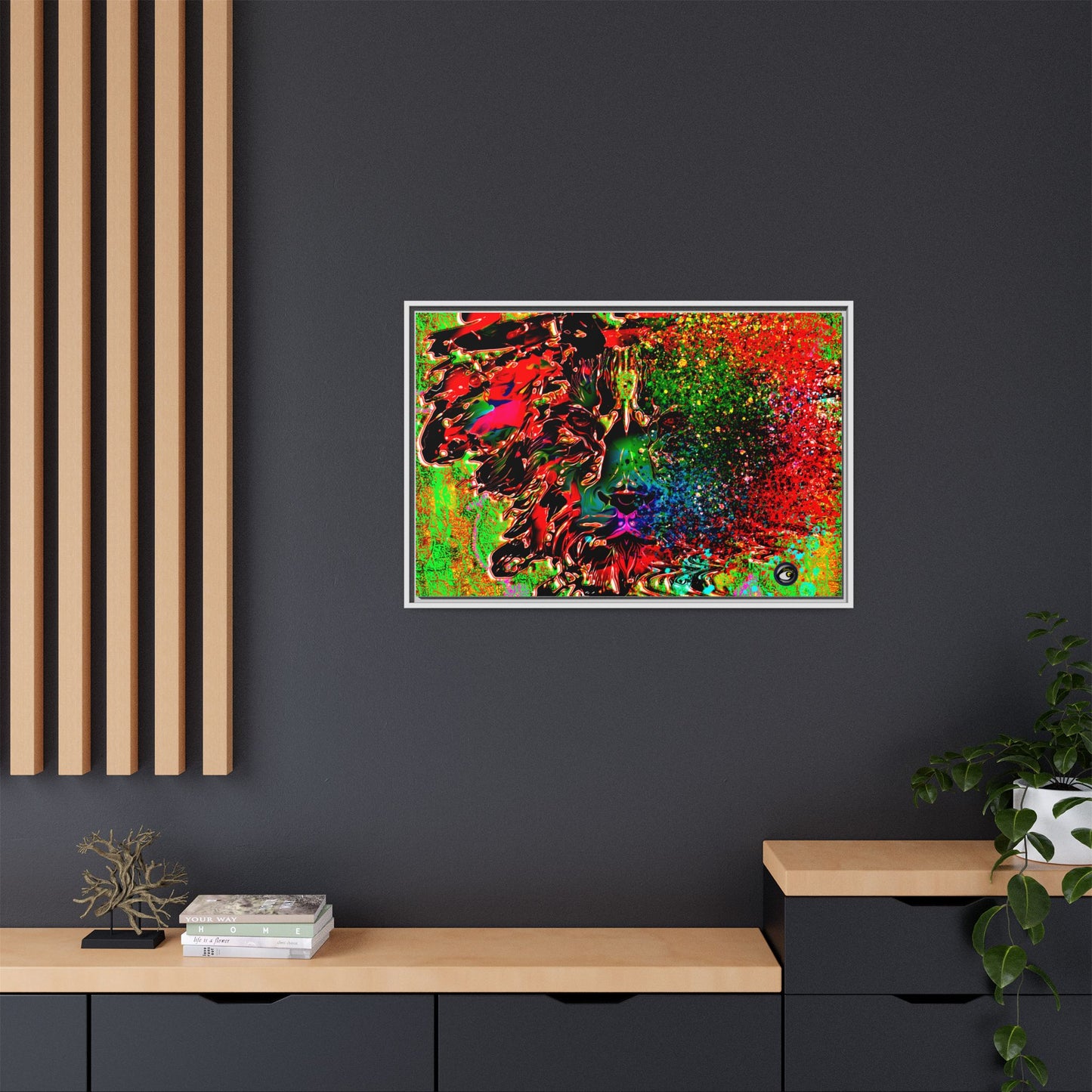 Matte Canvas, Framed (Multi-color) Lion Abstract Collection by SharksEye Treasures