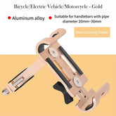 Gold aluminum alloy mobile phone mount for mountain bike handlebars 20-36mm pipe diameter with non-rotating holder