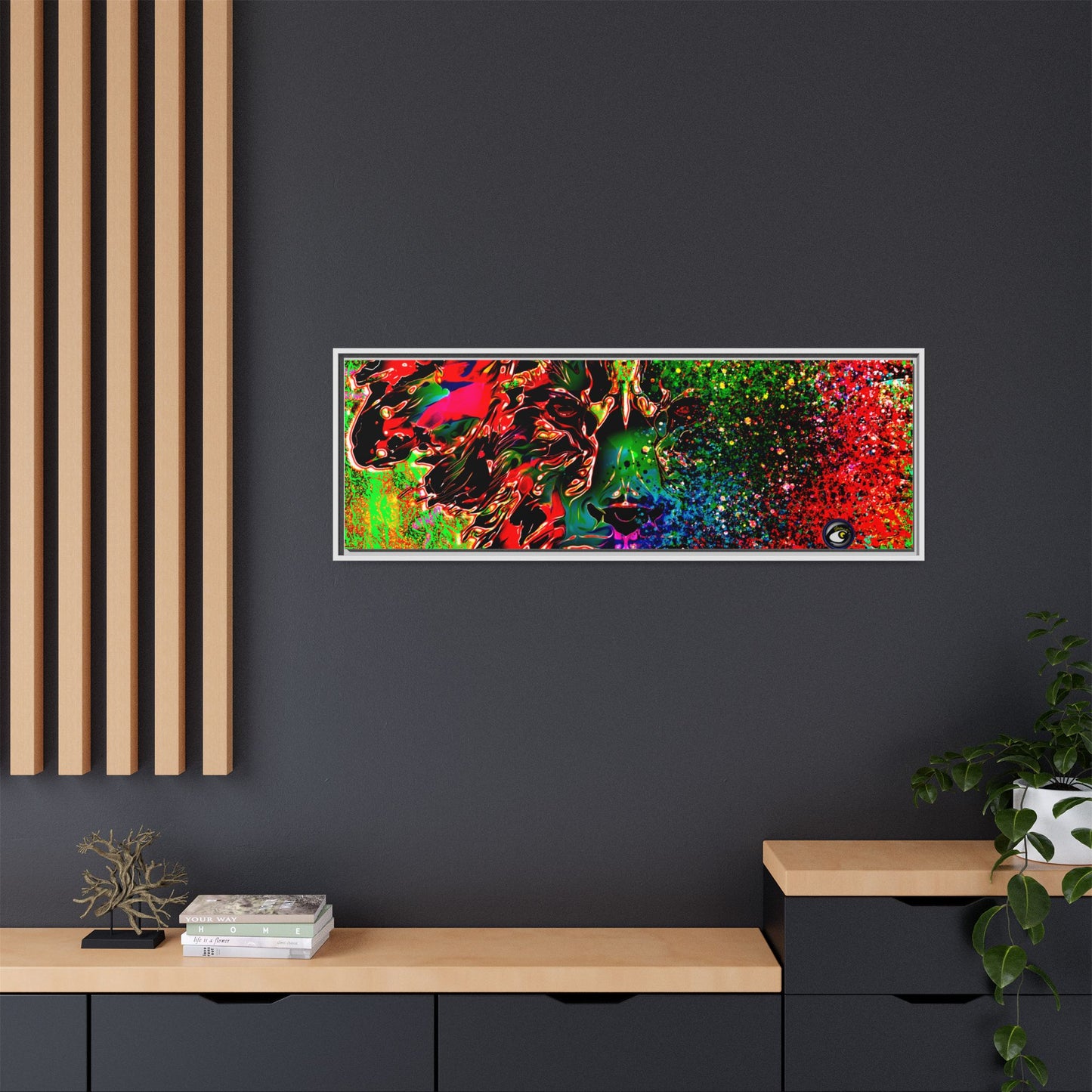 Matte Canvas, Framed (Multi-color) Lion Abstract Collection by SharksEye Treasures