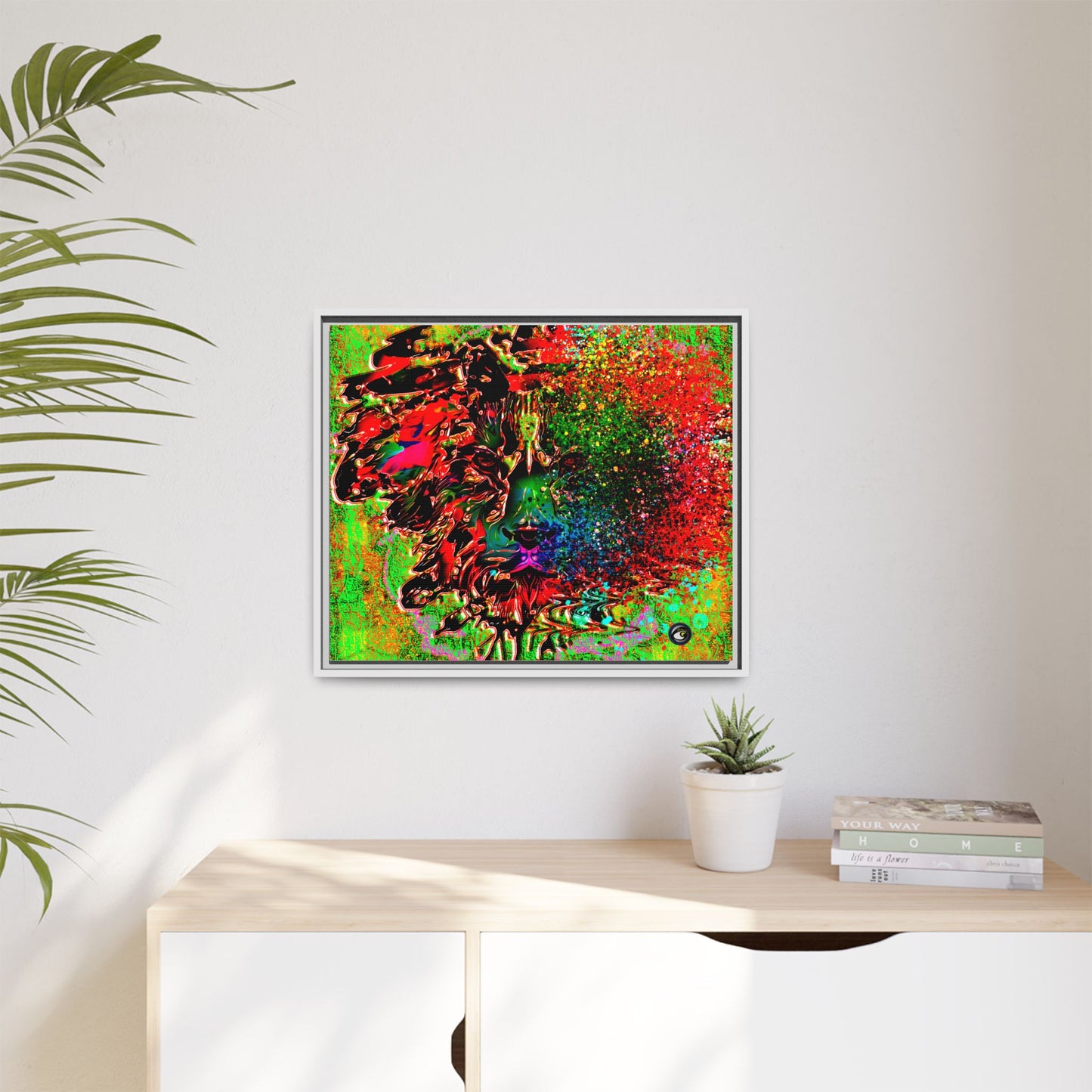 Matte Canvas, Framed (Multi-color) Lion Abstract Collection by SharksEye Treasures