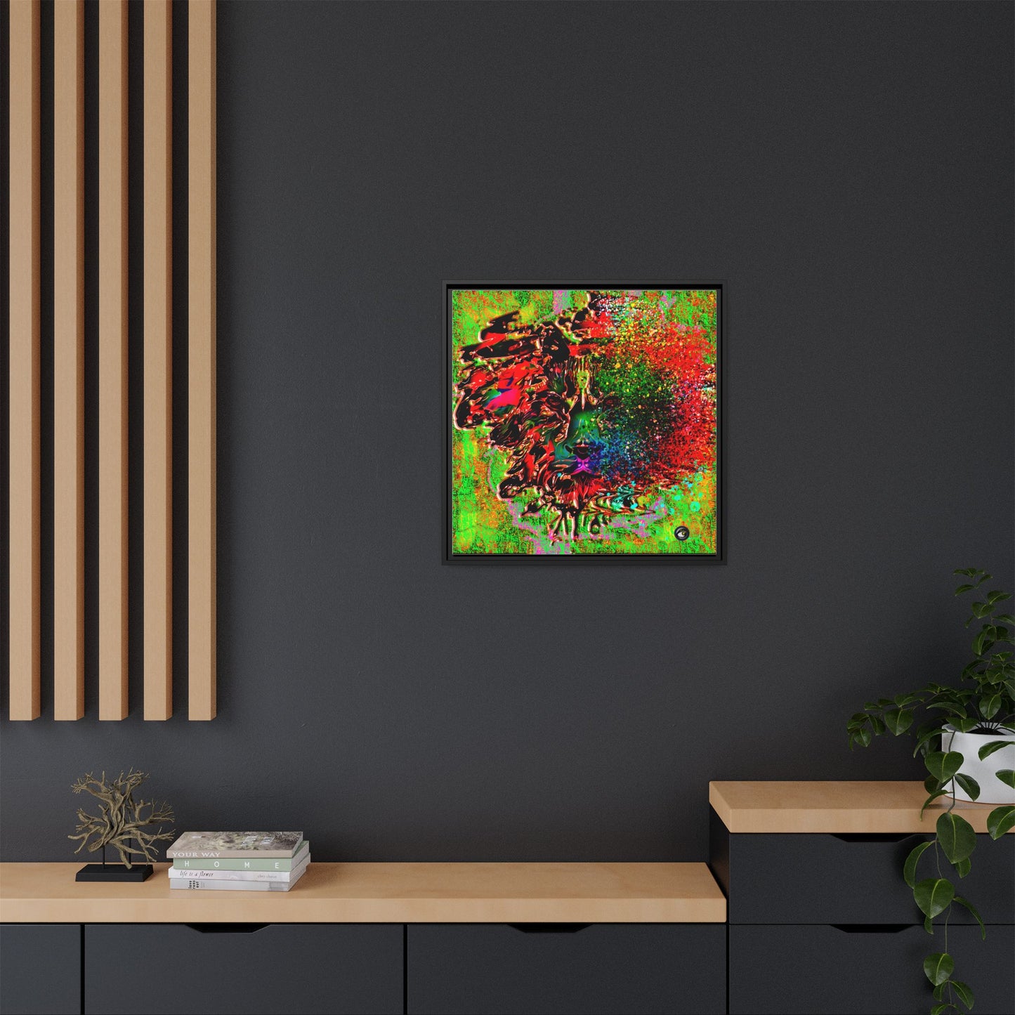 Matte Canvas, Framed (Multi-color) Lion Abstract Collection by SharksEye Treasures