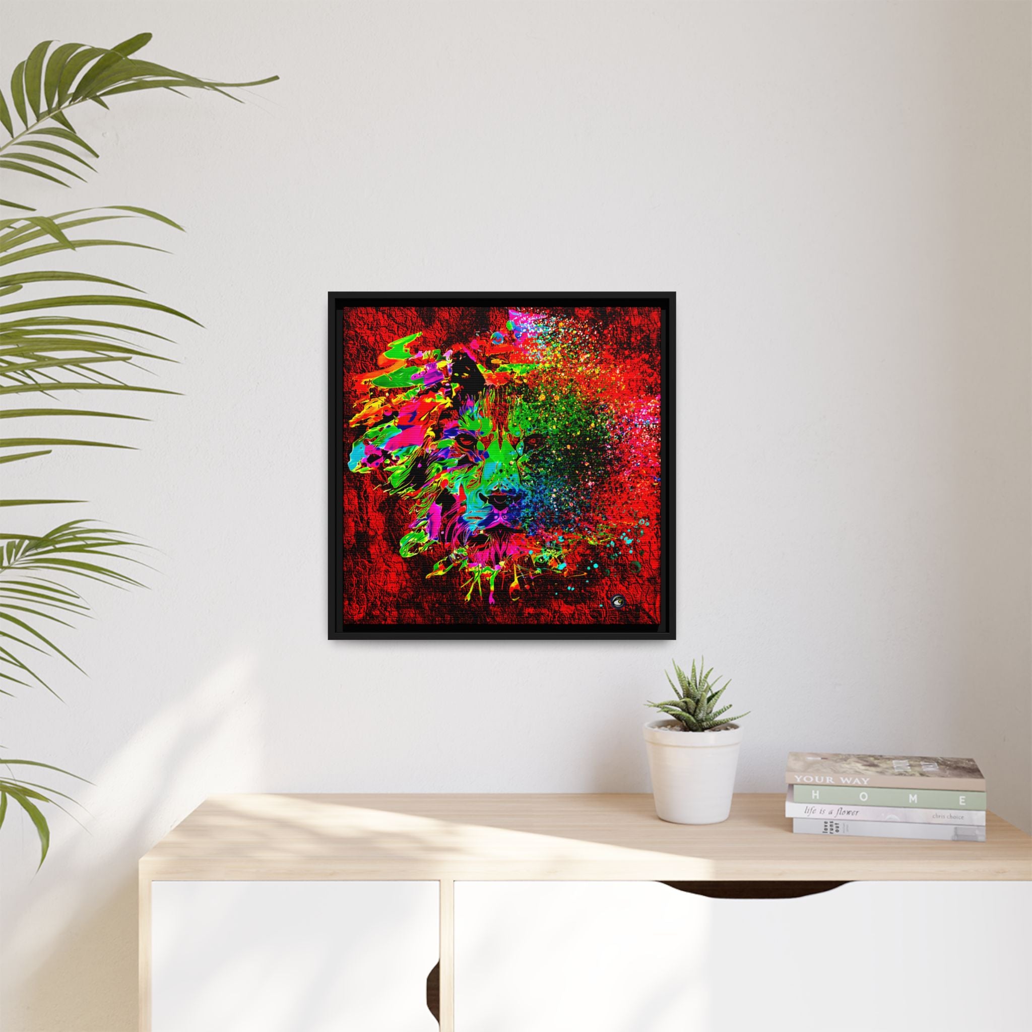 Matte Canvas, Framed (Multi-color) Lion Abstract Collection by SharksEye Treasures