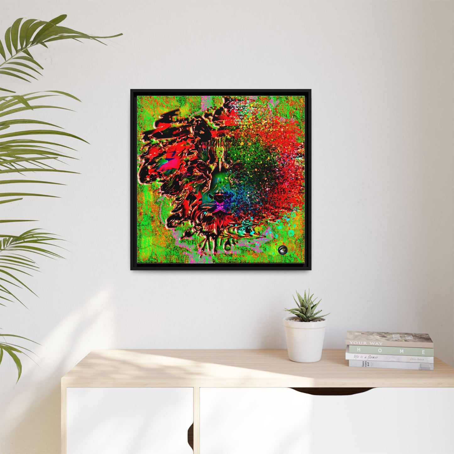 Matte Canvas, Framed (Multi-color) Lion Abstract Collection by SharksEye Treasures