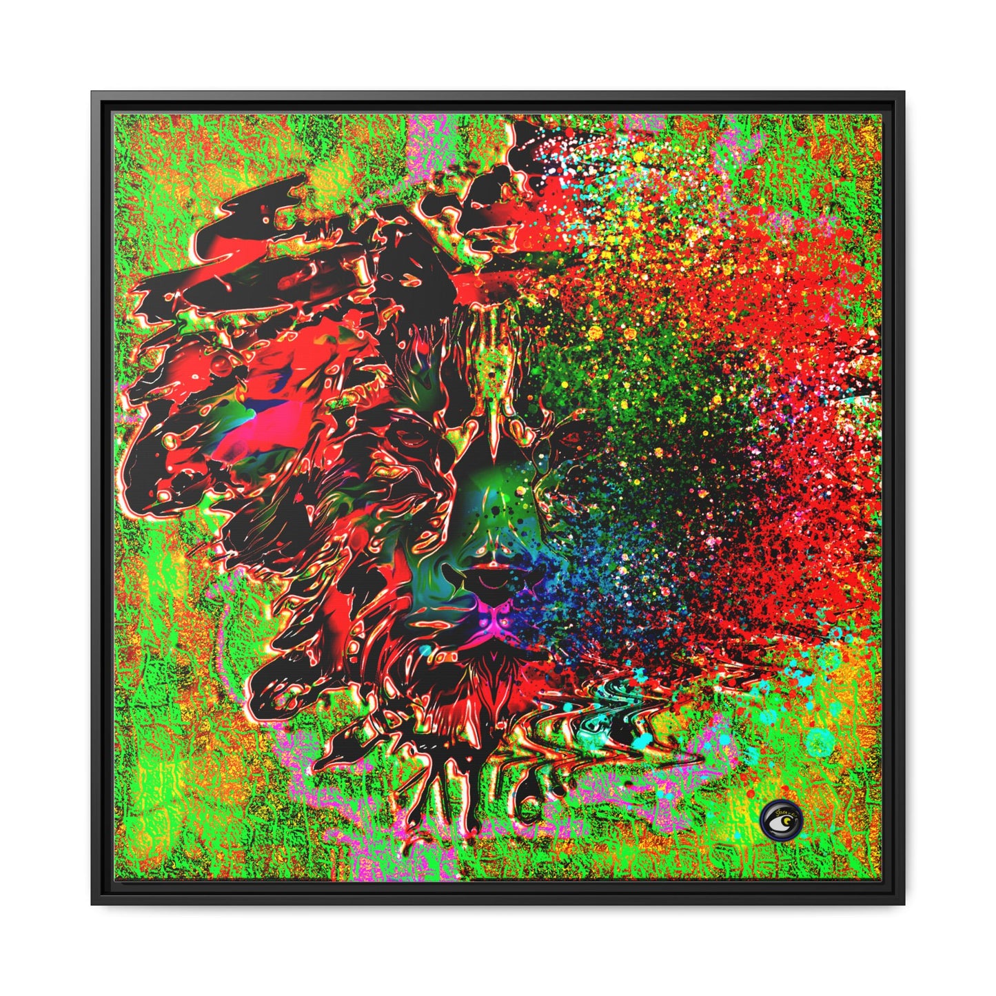 Matte Canvas, Framed (Multi-color) Lion Abstract Collection by SharksEye Treasures