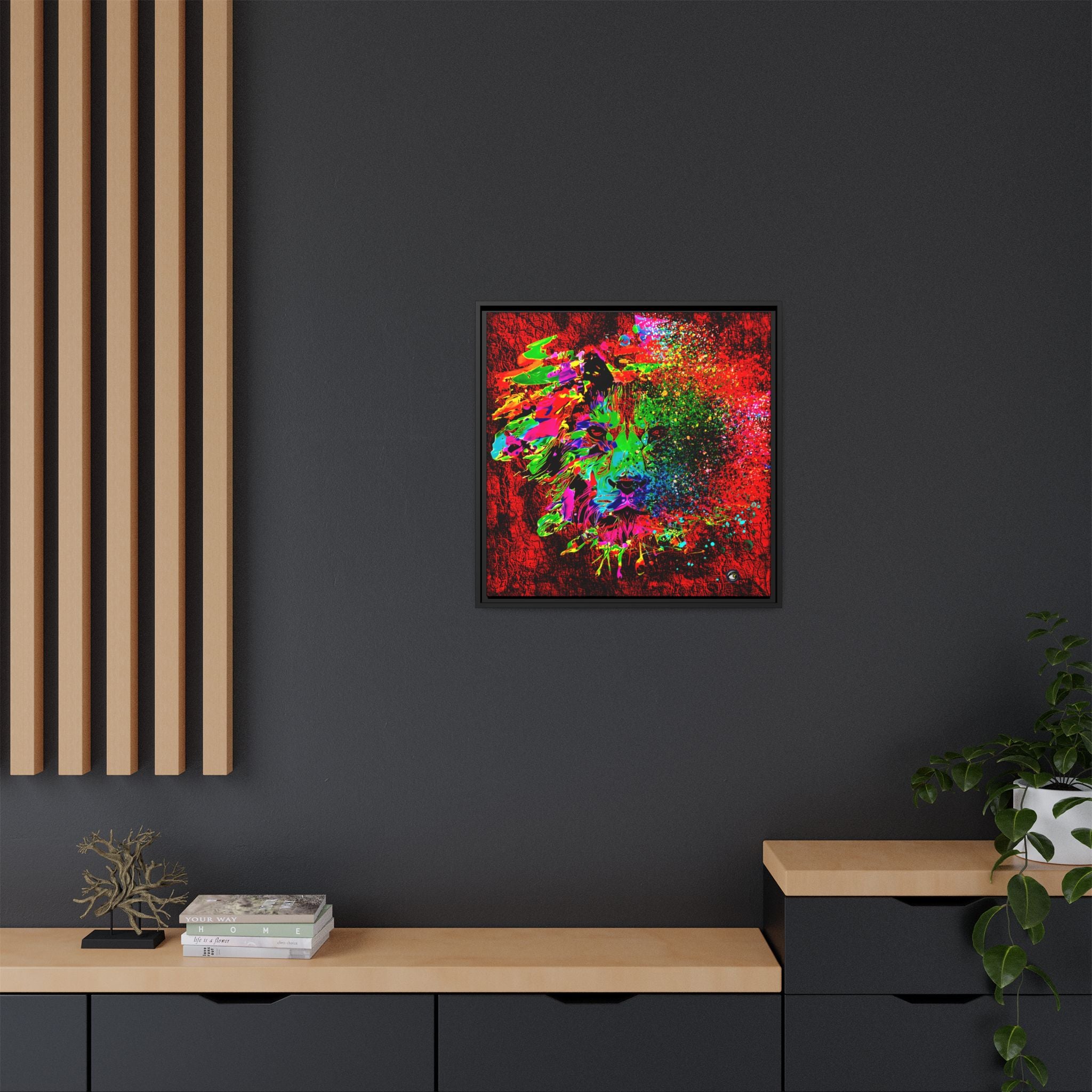 Matte Canvas, Framed (Multi-color) Lion Abstract Collection by SharksEye Treasures