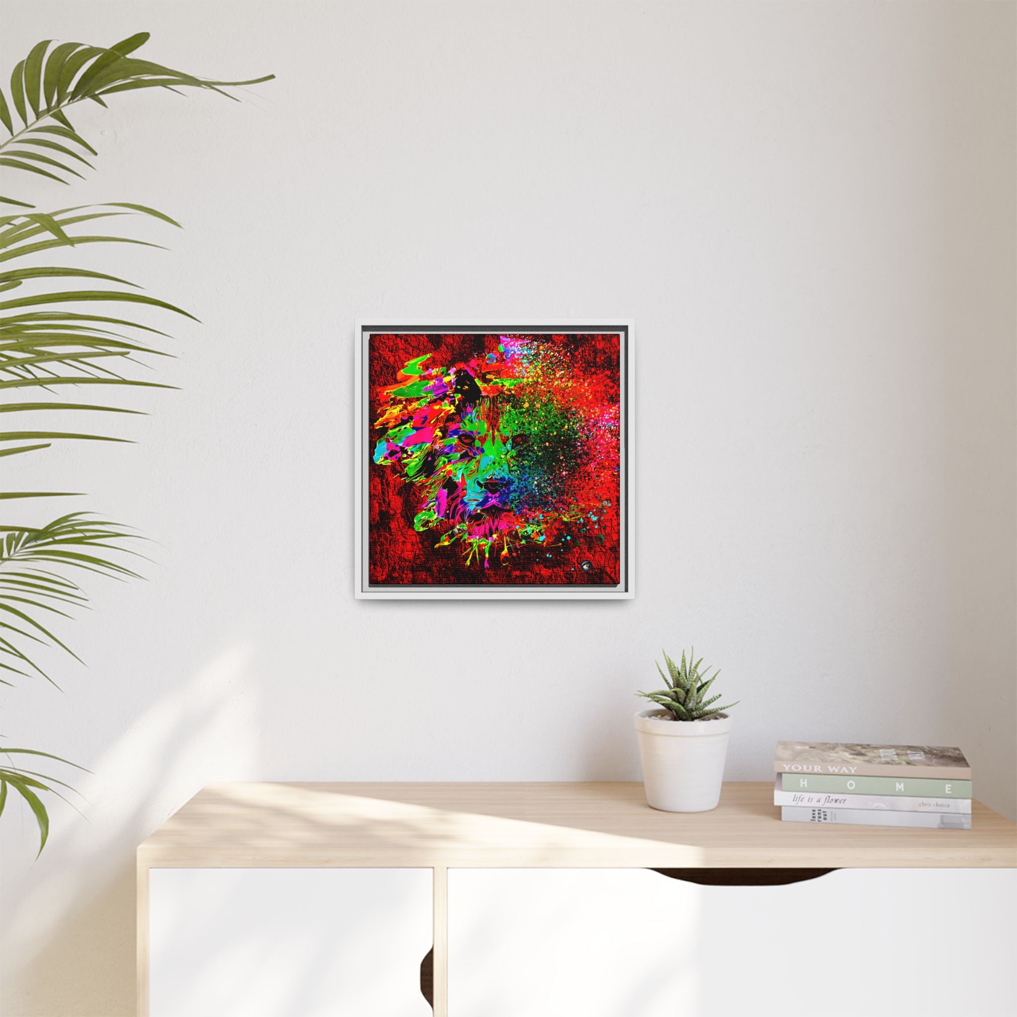 Matte Canvas, Framed (Multi-color) Lion Abstract Collection by SharksEye Treasures