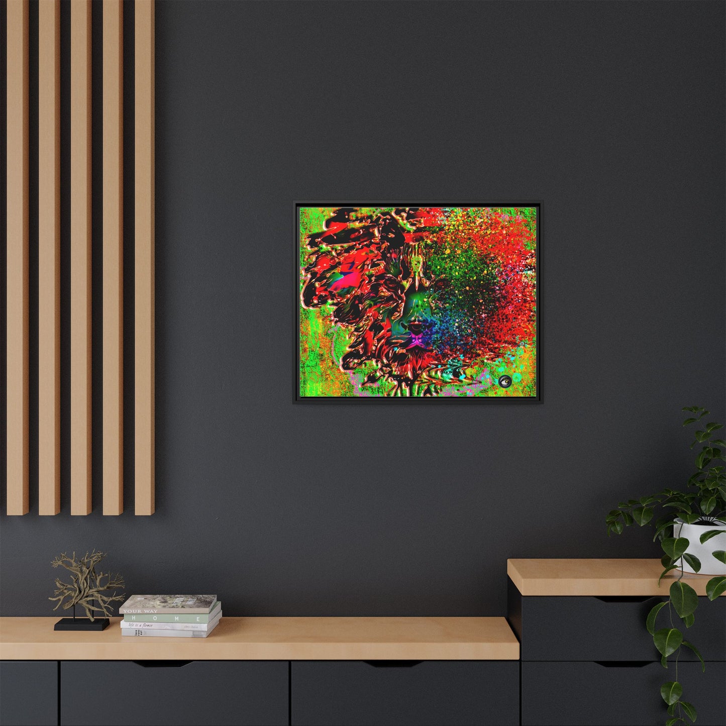 Matte Canvas, Framed (Multi-color) Lion Abstract Collection by SharksEye Treasures