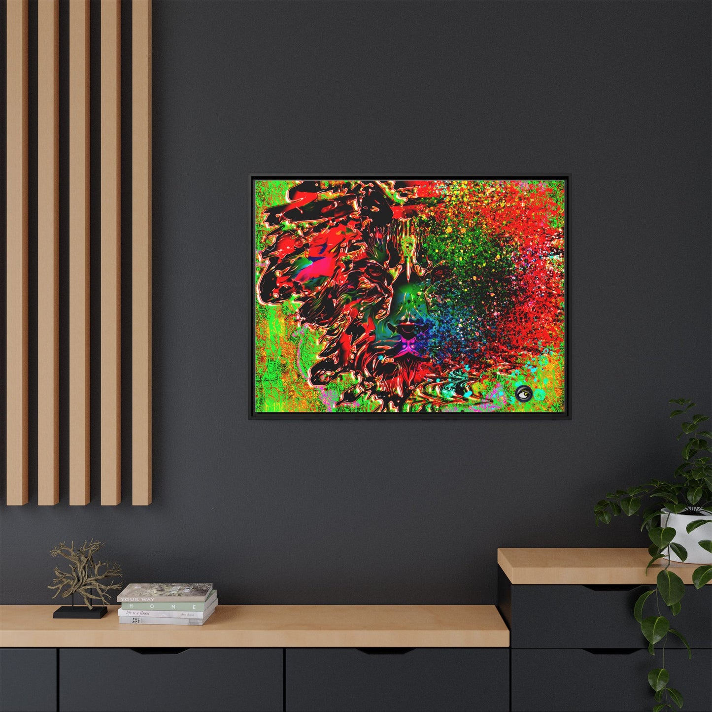 Matte Canvas, Framed (Multi-color) Lion Abstract Collection by SharksEye Treasures